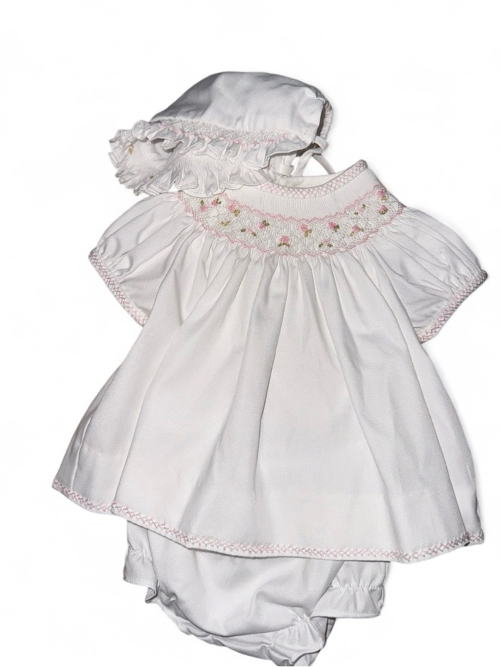 Luli & Me Newborn Smocked Dress Set